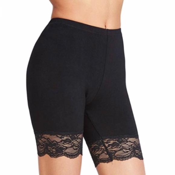 black lace trim biker shorts